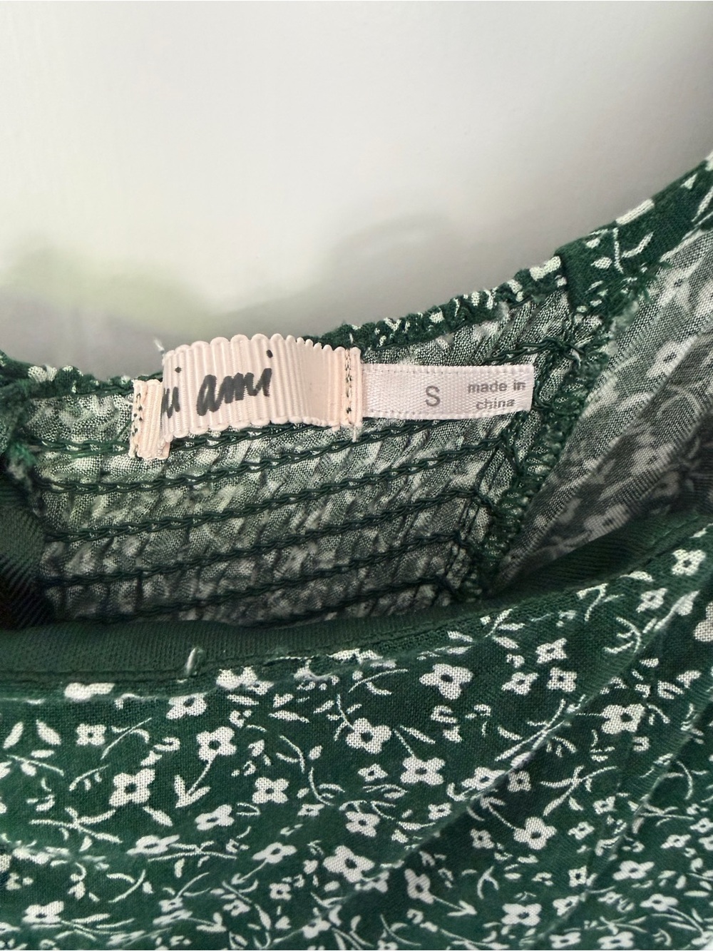 Green Floral Puff-Sleeve Midi Dress with Slit Size Small - Picture 4 of 5